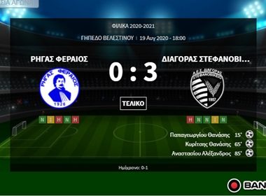 ΡΗΓΑΣ VS ΔΙΑΓΟΡΑΣ 0-3 (ΦΙΛΙΚΟ) 1 ρηγασ