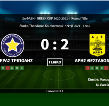 Αστέρας Τρίπολης - Άρης 0- 2 Highlights Κύπελλο Ελλάδας (04-02-2021) 1 bandicam 2021 02 04 19 11 46 306